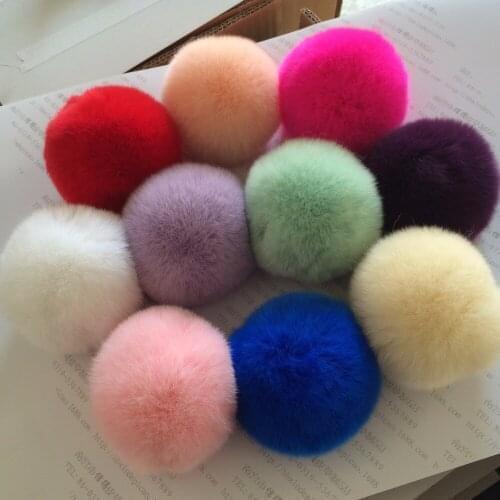 Pompon Ball Pompom Really Rex Rabbit Fur Plush 8CM Craft Soft Pompoms For Hair Accessories Keyrings Flower Home Hat Bag GR109