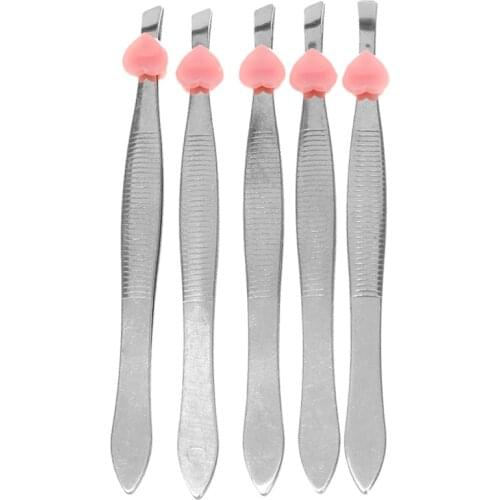 5Pcs /set Professional Stainless Steel Tips Eyebrow Tweezer Hair Remover Clip Tweezers Nipper Tools 8.7cm Silver