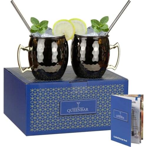 QUEENBAR Moscow Mule Mug Beer Cup Coffee Cup Copper Plated Drum Mugs Travel Mug Martini Glasses For Bar Accessories Drinkware
