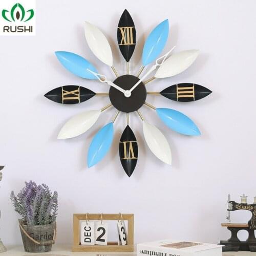 Roman Large Iron Art Wall Clocks Retro Nordic Type Mute Hanger Watch Silent Hanging Wall Clock Home Living Room Bedroom Decor
