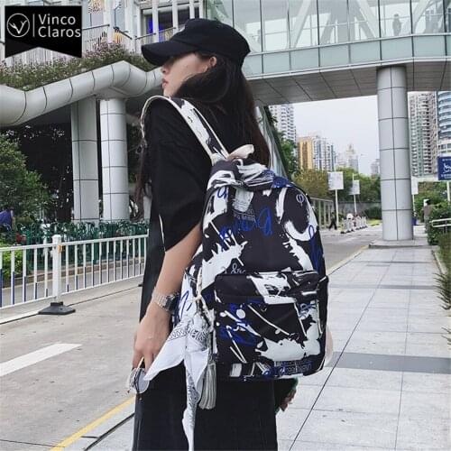 Letter Graffiti Boy Backpack Trend Streetwear Style Youth Backpack Fashion School Backpacks for Teenagers Girls Nylon Book Bag