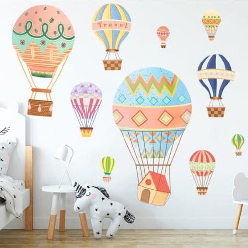 Removable Hot Air Balloon Cartoon Wall Stickers Childrens Room Background Wall Painting Self-adhesive Kindergarten Decoration