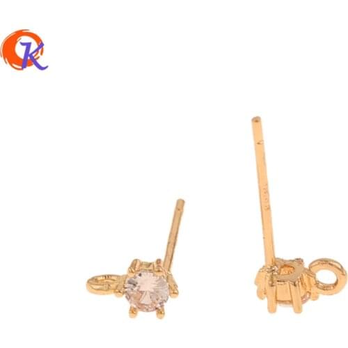 Cordial Design 40Pcs 4*6MM Jewelry Accessories/Hand Made/Earring Findings/Genuine Gold Plating/DIY Making/Mini CZ Earrings Stud