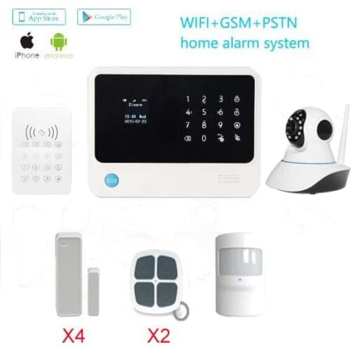 G90B Plus Multilingual Wifi GSM Home CCTV Burglar Alarm System APP Support IP cameras / Wireless Touch Keypad Arm/Disarm