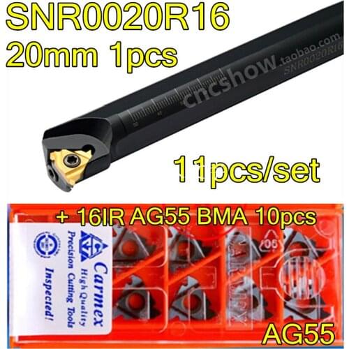 SNR0020R16 CNC Internal thread Turning tool 1pcs + Carmex 16IR AG55 BMA 10pcs 11pcs/set CNC Internal thread Carbide insert