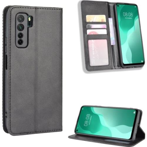 Retro Slim Leather Flip Cover For Huawei P40 Lite 5G Case Wallet Card Stand Magnetic Book Cover Huawei P 40 Lite 5G Phone Cases