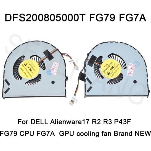 DFS200805000T FG79 FG7A for DELL Alienware17 R2 R3 P43F FG79 CPU FG7A GPU cooling fan NEW