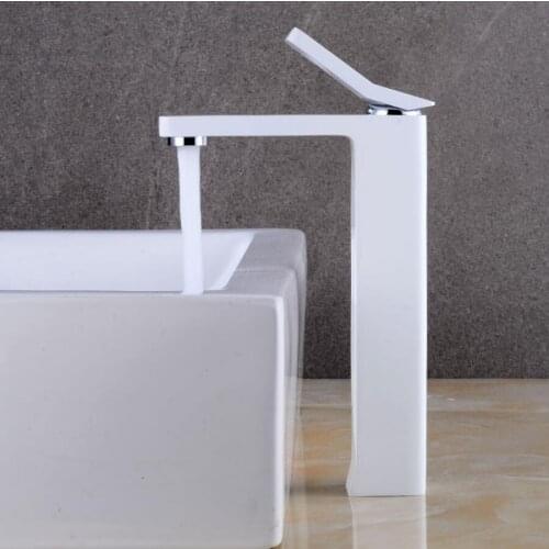 Vidric Basin Faucet White/Black Tall Basin Mixer Brass Crane Bathroom Faucets Hot & Cold Water Tap Contemporary Mixer Tap tornei