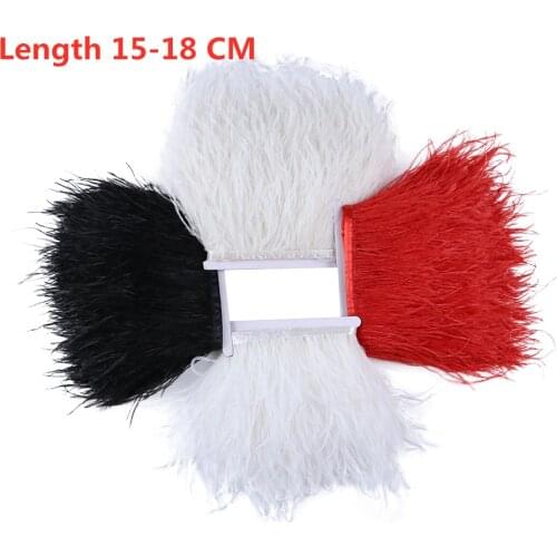 High Quality Ostrich Feather Trim Ribbon Fluffy Feathers Fringe 15-18 CM for Wedding Dress Sewing Accessory Craft Plumes Decor