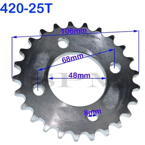 Motorcycle Rear Sprocket 48MM 25T/37T/39T/42T/48T, Suitable for 110cc-140cc Off-road Vehicles, 420 Chain