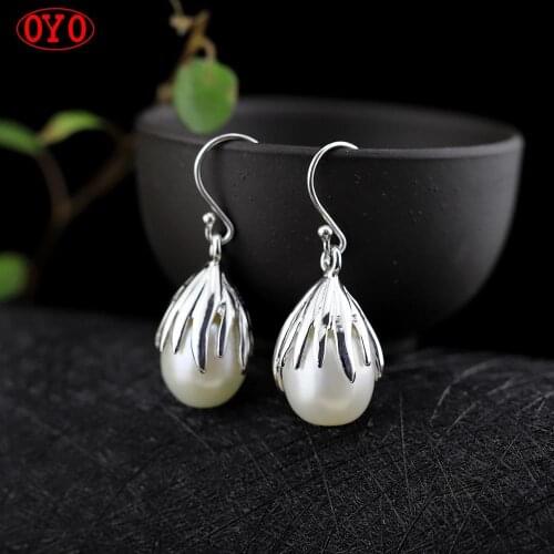 S925 silver jewelry womens pearl earrings