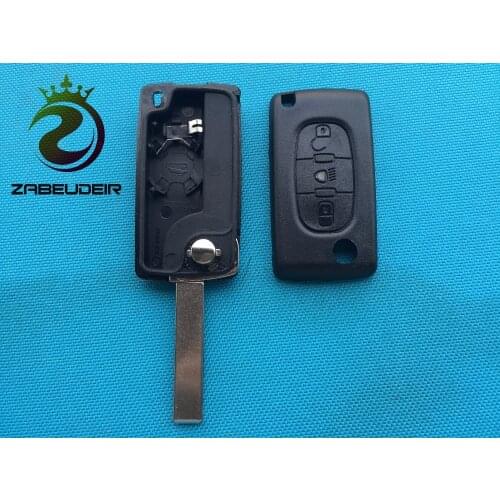 1Pc New Replacement Flip Car Shell For Citroen C4 Picasso C5 C6 3 Buttons Key FOB Remote Case Light Symbol HU83 Blade NO LOGO