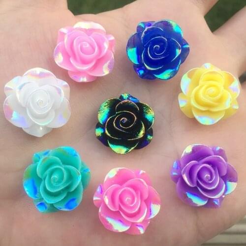 10pcs New fashion style Flower Rhinestone AB Resin Flatback 19mm handsewing gem stones crystal -E65