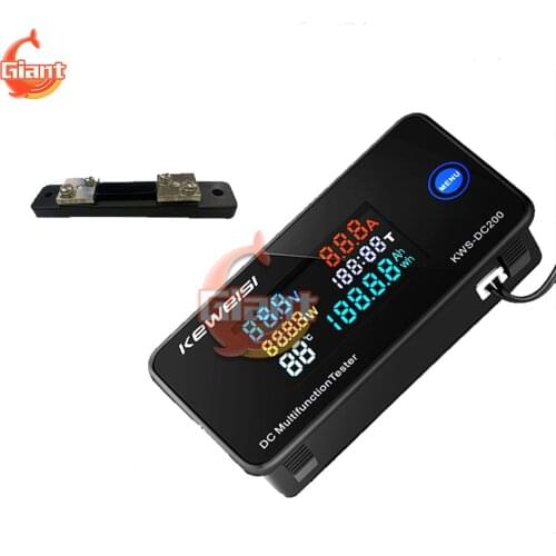 10A Current Voltage Charging Detector Tester Battery Voltmeter Ammeter Color Screen Temperature Digital Meter with 10A Shunt