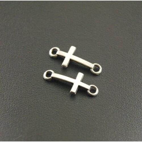 15 Pcs 8x20mm Cross Charms, Silver Color Sideways Mini Cross Charm Handmade Charms Pendants Jewelry Findings A1165
