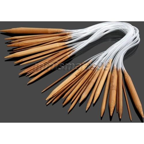 18 Sizes Circular Carbonized Bamboo Knitting Needles Professional Weaving Needle Knit Set Sewing Accessories Tools Costura