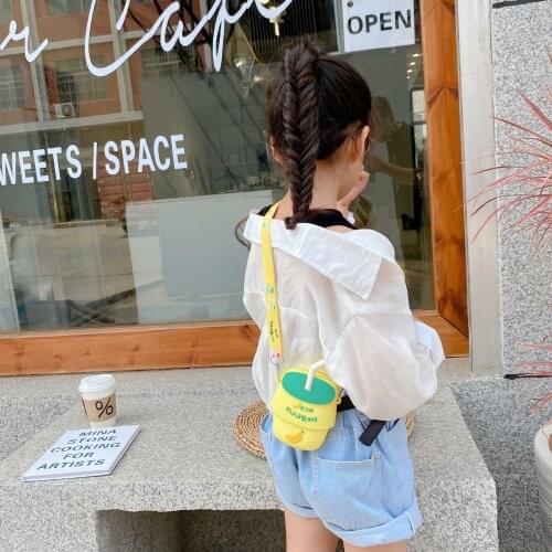 2pcs Cartoon Shell Parent-child Messenger Bag Cute Banana Drink Shoulder Bags for Girl Soft Rubber Childrens Crossbody Coin Bag