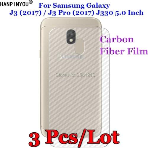 3 Pcs For Samsung Galaxy J3 (2017) / J3 Pro J330 3D Non-slip Clear Carbon Fiber Back Film Screen Protector Protective Sticker