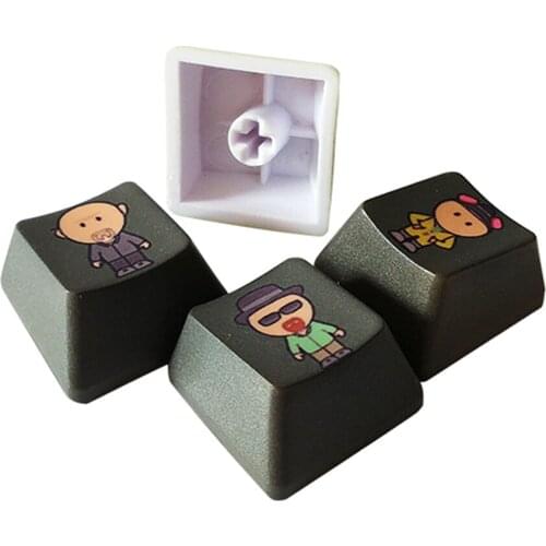 4pcs Cute Breaking Bad Design Keycaps For Cherry Switch Mechanical Gaming Keyboard OEM Profile Sublimation PBT R1 Arrow Keycaps