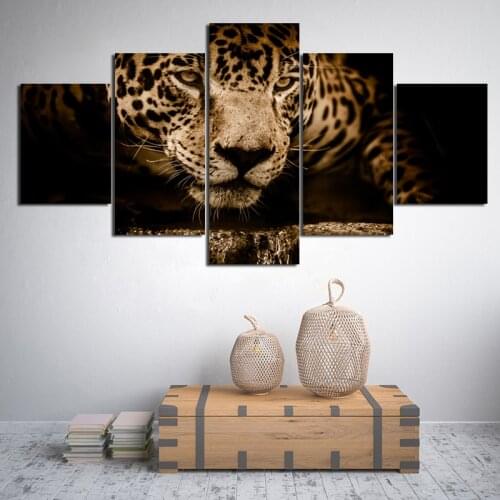 5 Panels Yellow Lion Landscape Painting Irregular Decorative Painting HD Printing Picture Wall Painter Home Decoration Poster