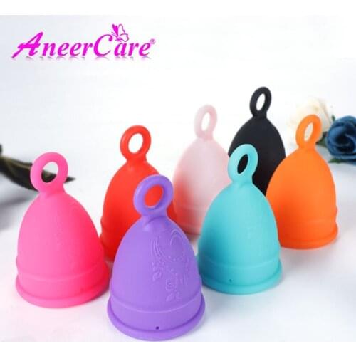 50Pcs Pull Ring Menstrual Cup Wholesale Feminine Hygiene Medical Silicone Copo Vaginal Reusable Women Menstruation Period Aneer