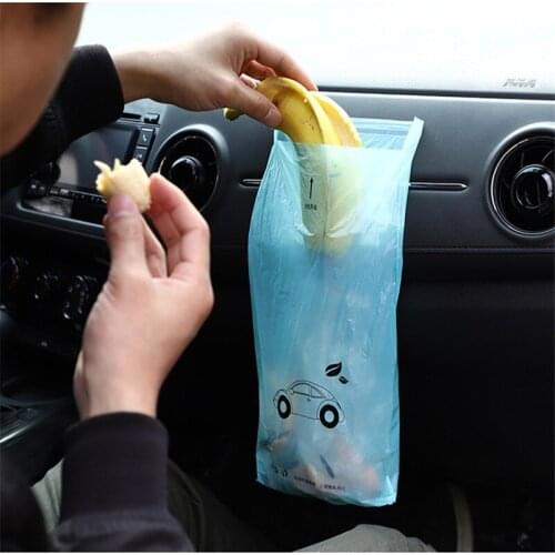 50pcs/set Disposable Self-Adhesive Car Biodegradable Trash Rubbish Holder Garbage Storage Bag for Auto Vehicle Office Kitchen