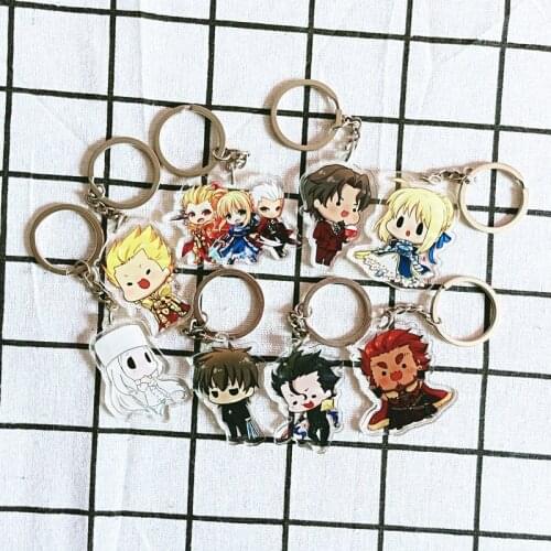 Anime acrylic Fate Grand order Saber transparent double-sided pendant Fate llaveros para mujer wallet chain key chains