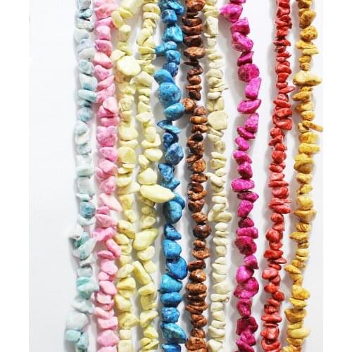 5-8mm Natural Gemstone White Pine Dyeing Freeform Gravel Stone Chip Beads for Jewelry Making Diy Bracelet Necklace Earrings 32