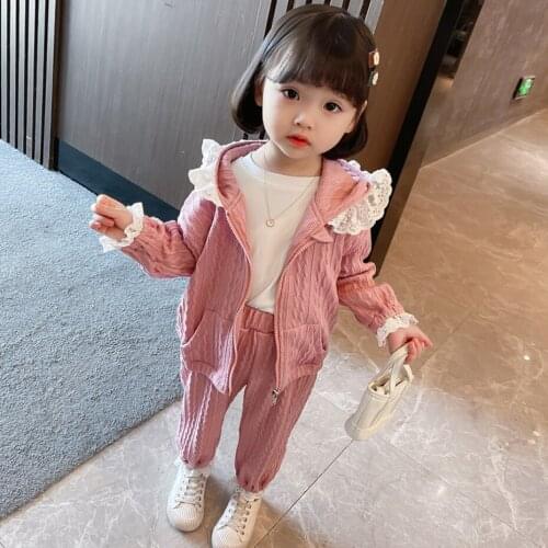 Children Clothes Lace Knitted Clothes For Girls Patchwork Sweater + Pants Clothes For Girls Spring Autumn Childrens Tracksuits