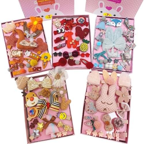 Children Hair Clip Set Baby Head Flower Fabric Bow Barrettes Hair Clips Girl Elastic Hair Headband Headdress Gift 2021 New