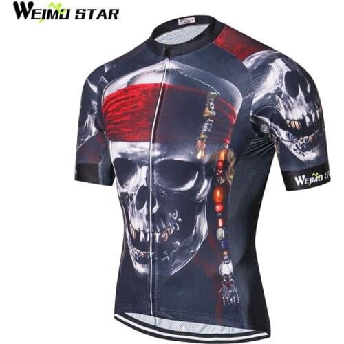 Weimostar Skull Cycling Jersey Men Breathable Cycling Clothing Short Sleeve Downhill Bike Jersey mtb Bicycle Jersey Shirt Ropa