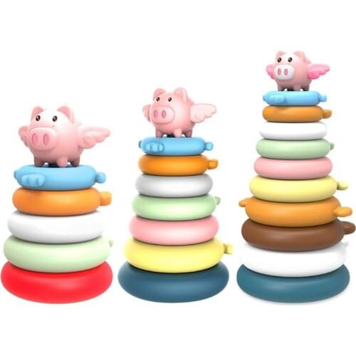 Stacking Block Toy Colorful Baby Toddler Cute Pile Up Plastic Bath Toy for Kids