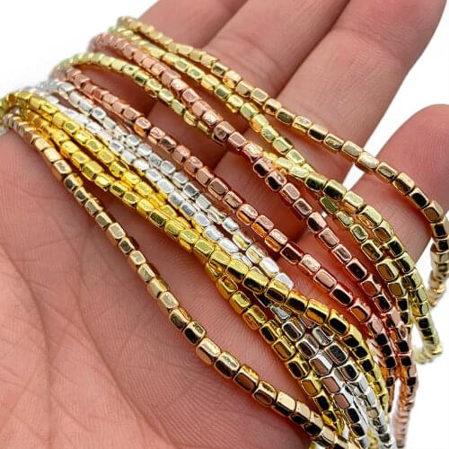 JHNBY Rose Gold Silvers 3mm Pentagon Hematite Natural Stone Spacer Loose Beads For Jewelry Making Diy Bracelet Necklace Findings