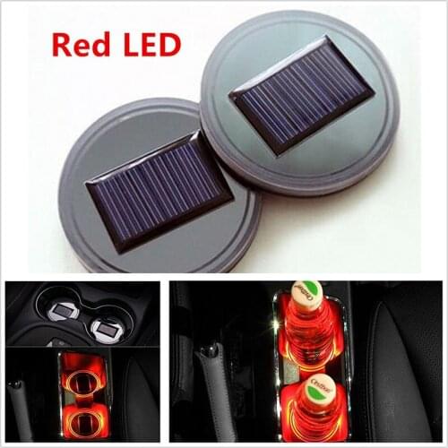 JX-LCLYL 2pcs Solar Energy Car Red LED Cup Bottle Holder Bottom Pad Cover Mat Trim