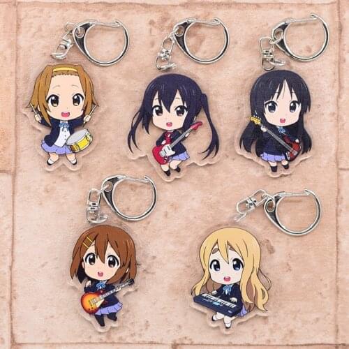 K-ON!! Keychain 10 Styles Double Sided Acrylic Cartoon Key Chain Pendant Anime Accessories Chibi Keyring Hot Sale