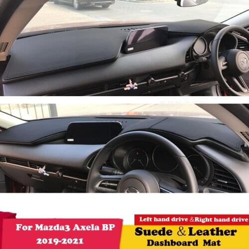 For Mazda 3 Axela BP 2019 2020 Mazda3 Leather Dashmat Dashboard Cover Sunshade Protective Car Styling Carpet Dash Mat Suede