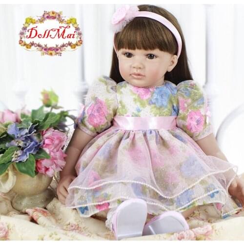 60cm Silicone Reborn Baby Doll Toys 24inch Real touch bebe Vinyl Princess Toddler Girl Babies Doll Birthday Gift Play House Toy