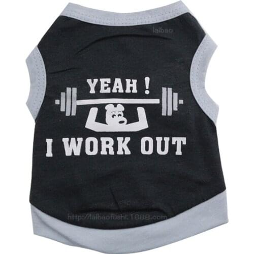 Cute I WORK OUT Printed Dog Clothes Comfort Pet Costume Breathable Vest Puppy Cats Coat Clothing for Dog T-shirt Pet Supplies