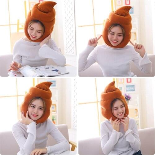 Cute Fake Poop Hat Beanie Cosplay Costume Halloween Plush Cap Photographing Props Accessories Stage Performance Head Bands
