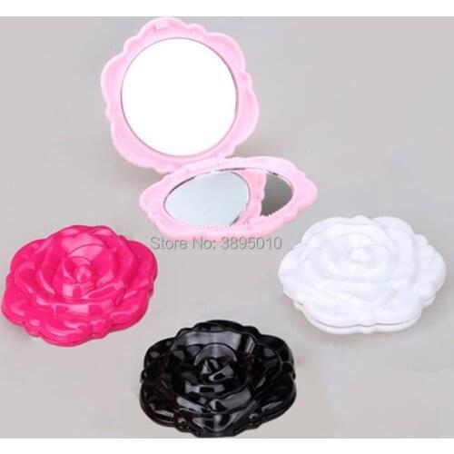 Mini Vintage Retro Rose Flower Shape 3D Stereo Double Sided Cosmetic Makeup Compact Mirror F939