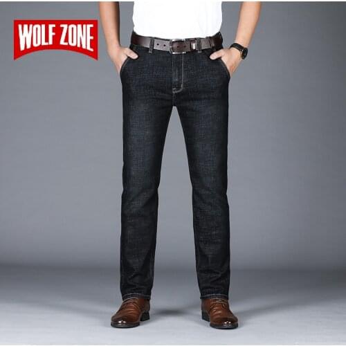 Business Straight Jeans Men Brand 2019 Autumn Winter New High Quality Mens Jeans Pants Fashion Slim Casual Long Trousers