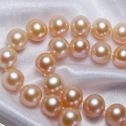 9-10mm natural freshwater pink pearl necklace 925silver
