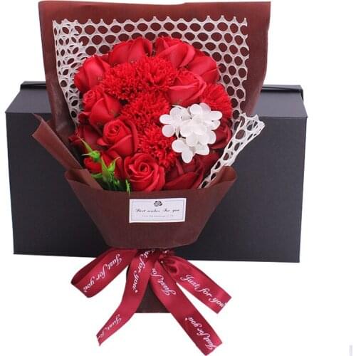 Valentines Day Gift 19 Roses Flowers, Real Flowers All Over The Sky, Kapok Flowers, Forget-me-not Rose Soap Bouquet Gift Box