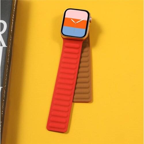 Silicone Link strap for Apple watch band 44mm 40mm iWatch band 38mm 42mm Magnetic Loop bracelet Apple watch series 6 se 5 4 3 2