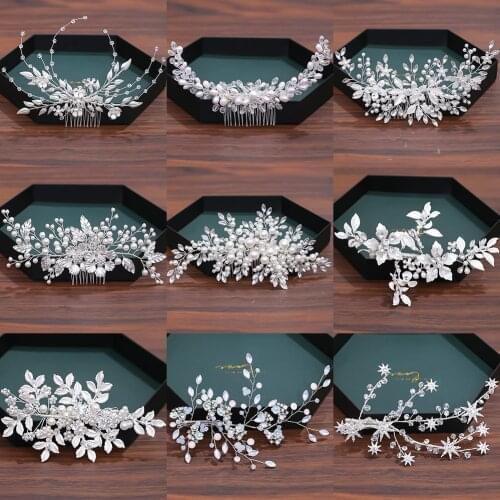 Luxurious Pearl Rhinestone Hair Accessories For Women Wedding Accessories Hair Clip Jewelry Headpiece Comb Headband Tiara