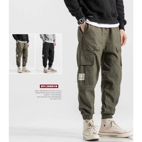HOUZHOU Black Cargo Pants for Men Joggers Mens Classic Pants Navy Casual Mens Cargo Trousers Japanese Harajuku Fashion Hip Hop