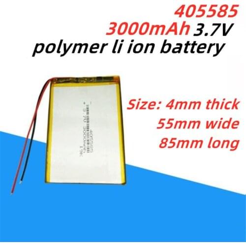 405585 Lithium Polymer Rechargeable Battery 3.7V 3000mAh 3Ah Lipo Battery Replace For DVD GPS Camera E-book