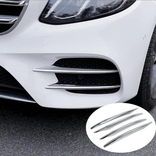 Car-Styling ABS Chrome Front Fog Light Lamp Cover Sticker Trim Stripe ForMercedes Benz E Class W213 2016-2018 A Accessories