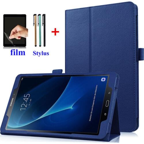 Tablet Case For Samsung Galaxy Tab E 9.6" T560 SM-T561 Cover Flip Stand Litchi Pattern PU Leather Case Protective Shell+Film+Pen