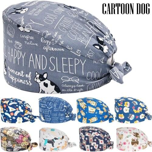 Comfort Scrubs Cap Adjustable Beauty Shop Lab Dental Clinic Nursing Caps gorros quirurgicos mujer Dog Printing Worker Scrub Hats